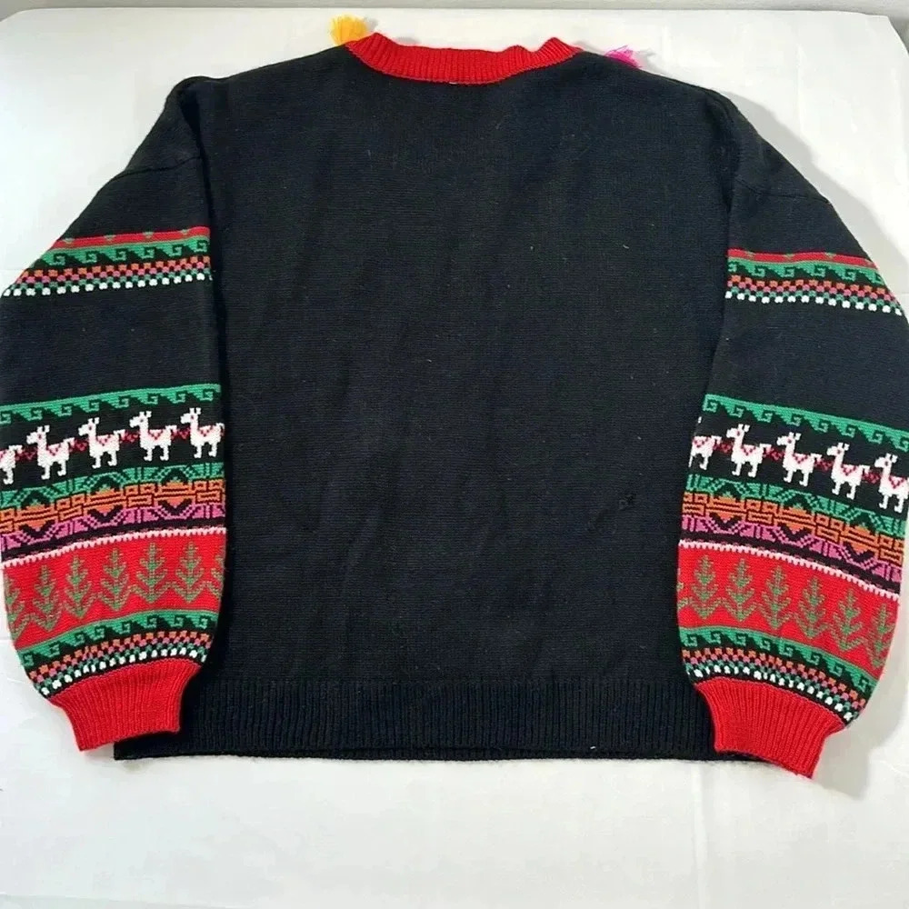 Christmas, Holiday, ugly sweater, llama, black and red size extra extra large/20 - Picture 7 of 7